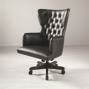 fauteuil de direction classique / en cuir / à roulettes / piètement étoile