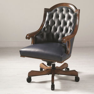 fauteuil de direction de style / en cuir / en bois / à roulettes