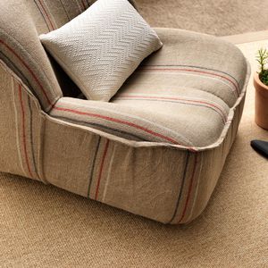 tissu d'ameublement / pour rideaux / à rayures / en lin
