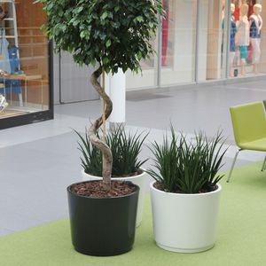 jardinière en bois / en fibre de verre / ronde / avec banc intégré