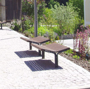banc public / classique / en bois / en acier galvanisé