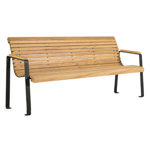 banc public / classique / en bois / en acier