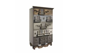 chiffonnier design original / en bois laqué / gris