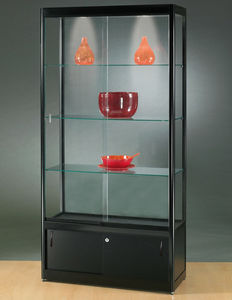 vitrine contemporaine / en verre / en bois / aluminium
