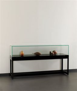 vitrine contemporaine / sur piétement / en verre / aluminium