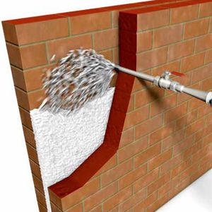 isolant thermique / en laine de verre / pour mur / projeté