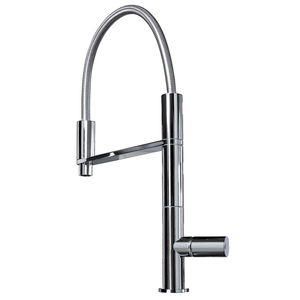 mitigeur en métal chromé / de cuisine / 1 trou / à bec orientable