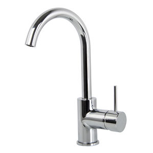 mitigeur pour vasque / en métal chromé / 1 trou / à bec orientable