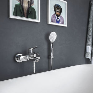 mitigeur pour baignoire / mural / en métal chromé / en laiton