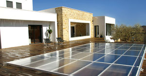 abri de piscine plat / en aluminium / avec actionnement manuel