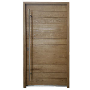 porte d'entrée / à pivot / en bois massif / en chêne