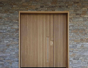 porte d'entrée / à pivot / en bois