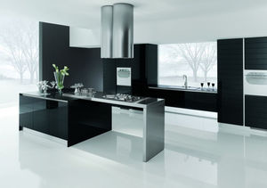 cuisine contemporaine / en inox / en stratifié / avec îlot