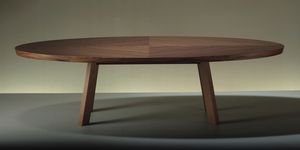 table contemporaine / en cuir / ovale