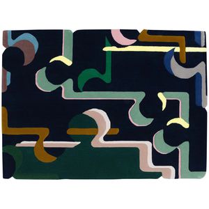 tapis contemporain / à motif / en bambou / en laine