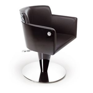 fauteuil de coiffure en vinyle / piètement central / avec pompe hydraulique / pivotant