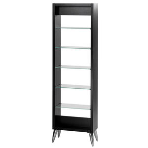 présentoir pour produits de beauté / en bois / en verre / pour salon de coiffure