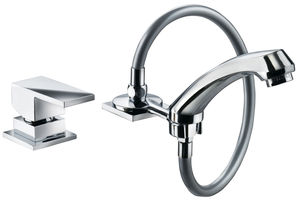mitigeur pour vasque / en métal chromé / 2 trous / pour salon de coiffure
