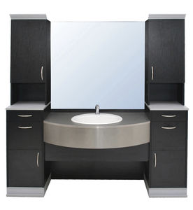 meuble vasque à poser / en bois / contemporain / avec miroir