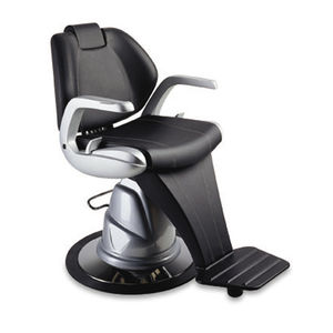 fauteuil de barbier en simili cuir / avec repose-pieds / piètement central / avec repose-tête
