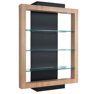 présentoir en bois / en verre / rétroéclairé / pour salon de coiffure