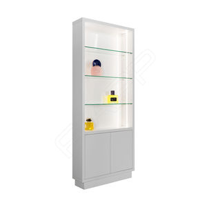 vitrine contemporaine / en verre / en bois / éclairée