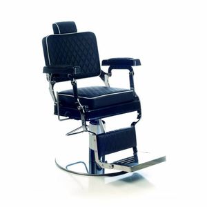 fauteuil de barbier en simili cuir / piètement central / avec repose-tête / avec pompe hydraulique