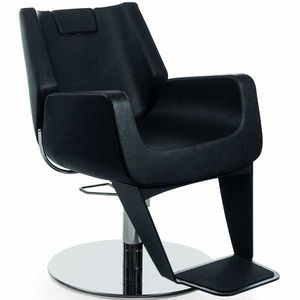 fauteuil de barbier en simili cuir / avec repose-pieds / piètement central / avec pompe hydraulique