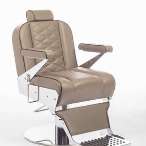 fauteuil de barbier en métal chromé / en simili cuir / avec repose-pieds / avec repose-tête
