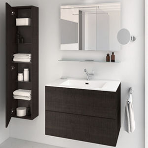 meuble vasque suspendu / en bois / contemporain / avec miroir