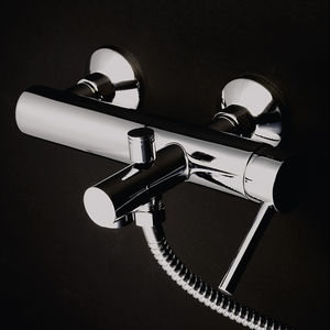 mitigeur pour baignoire / de douche / en métal chromé / temporisé