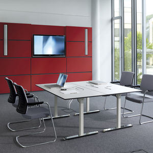 table de conférence contemporaine / en métal chromé / rectangulaire / modulable