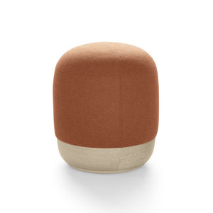 pouf contemporain / en tissu / en cuir / en bois