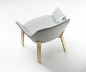 fauteuil contemporain / en tissu / en cuir / en chêne