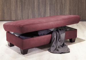 pouf contemporain / en cuir / avec rangement / rectangulaire