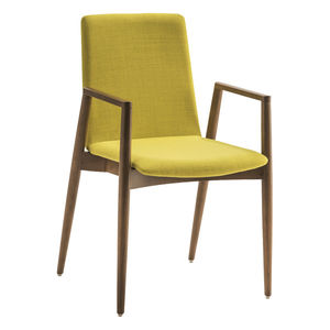chaise visiteur contemporaine / avec accoudoirs / tapissée / en bois