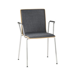 chaise contemporaine / tapissée / avec accoudoirs / empilable