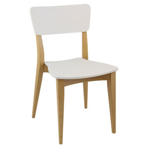 chaise contemporaine / tapissée / empilable / en bois