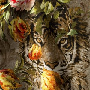 tissu d'ameublement / à motif animalier / polyester FR / en coton