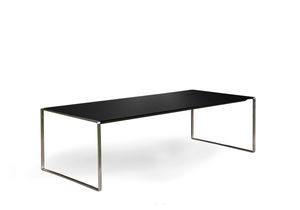 table basse contemporaine / en verre / en teck / en acier inoxydable