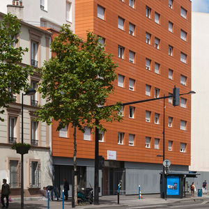 bardage en terracotta / brossé / en panneaux / gris