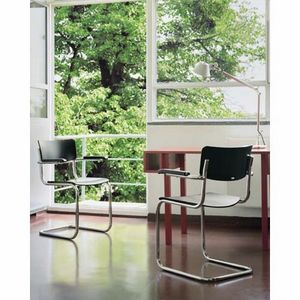 chaise visiteur contemporaine / en tissu / en contreplaqué moulé / en acier