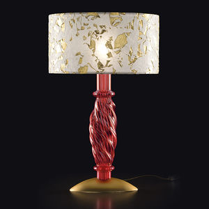lampe de table / contemporaine / en tissu / blanche