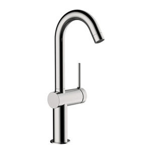 mitigeur pour vasque / en métal chromé / 1 trou / à bec orientable