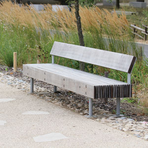 banc public / contemporain / en bois / en acier