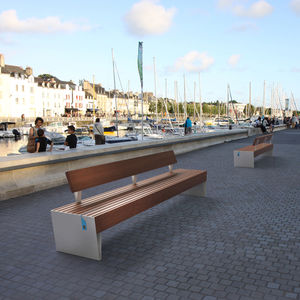 banc public / contemporain / en bois / en acier
