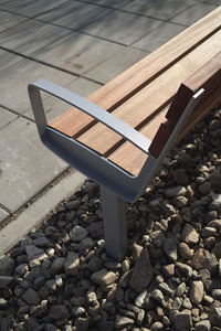 banc public / contemporain / en bois / en acier