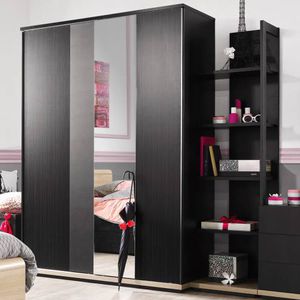 armoire contemporaine / en mélaminé / à porte coulissante / avec miroir