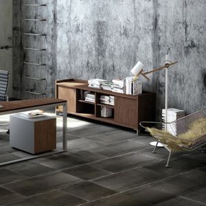 armoire de classement basse / en mélaminé / avec porte battante / contemporaine