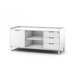 armoire de classement basse / en bois / en mélaminé / avec porte battante